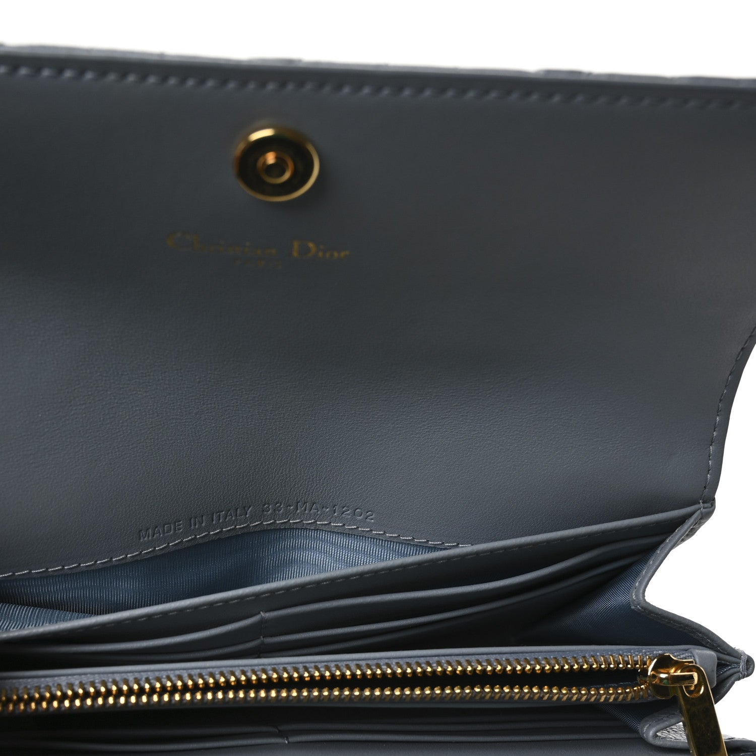 Christian Dior Supple Calfskin Cannage Caro Wallet Blue 7 of 7