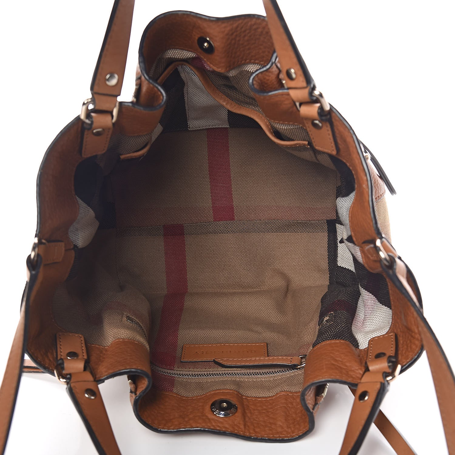 Burberry Grainy Calfskin House Check Small Maidstone Saddle Brown 5 of 15