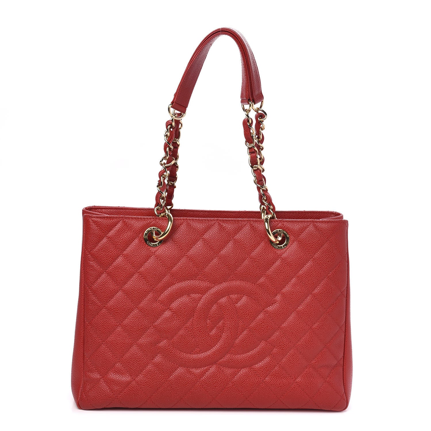 Chanel Caviar Quilted Grand Shopping Tote GST Red 1 of 11