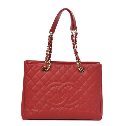 Chanel Caviar Quilted Grand Shopping Tote GST Red 1 of 11