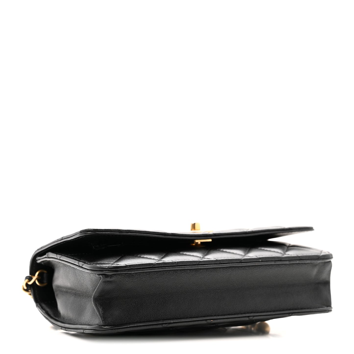 Lambskin Quilted CC Pearl Crush Wallet on Chain WOC Black