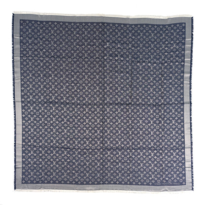 Louis Vuitton Silk Wool Monogram Denim Shawl Blue 1 of 3