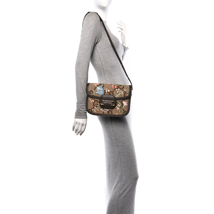 Gucci Monogram Jumbo GG Textured Dollar Calfskin Embroidered Horsebit 1955 Shoulder Bag Camel Ebony New Acero Multicolor 3 of 10