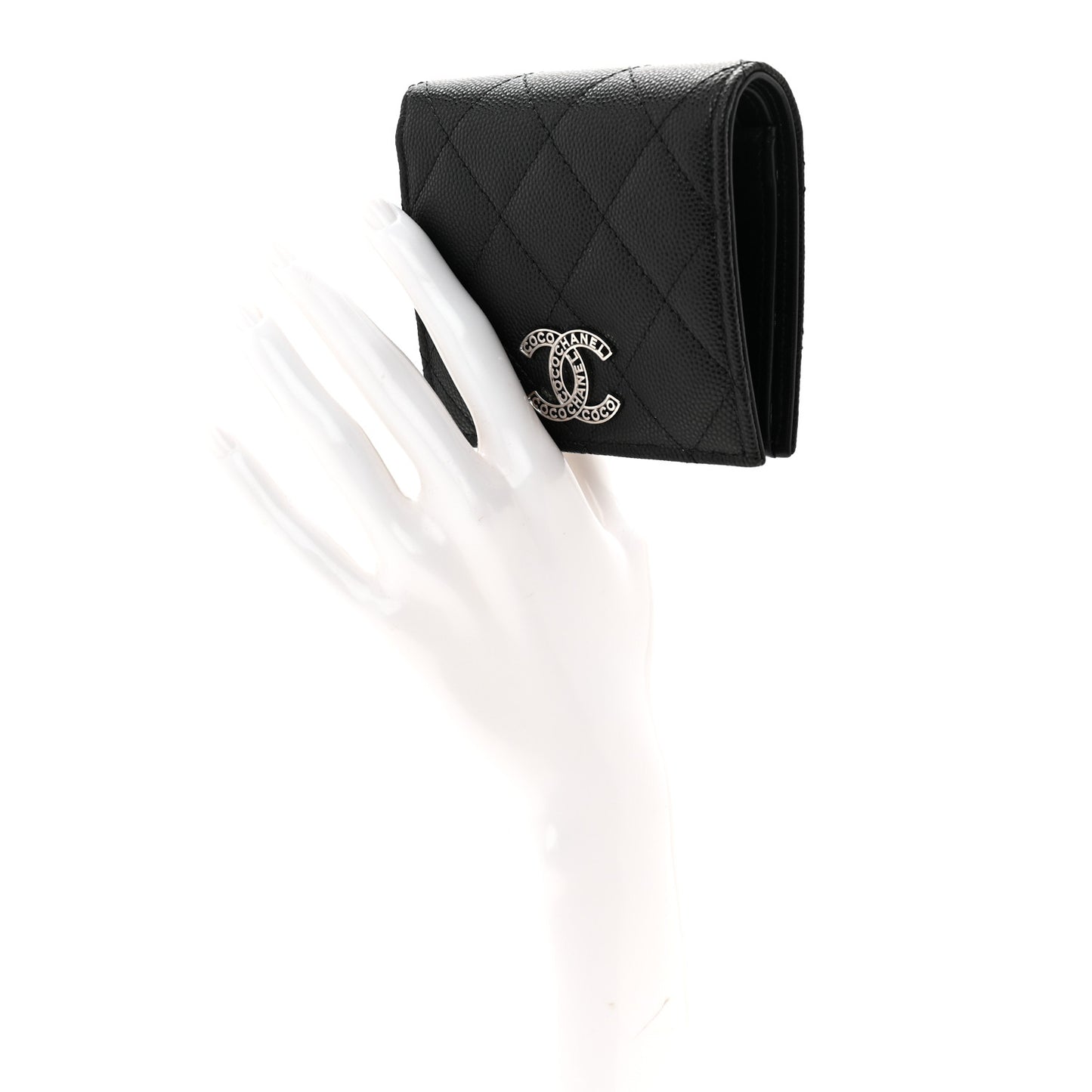 Caviar Quilted Small Bifold Wallet Black