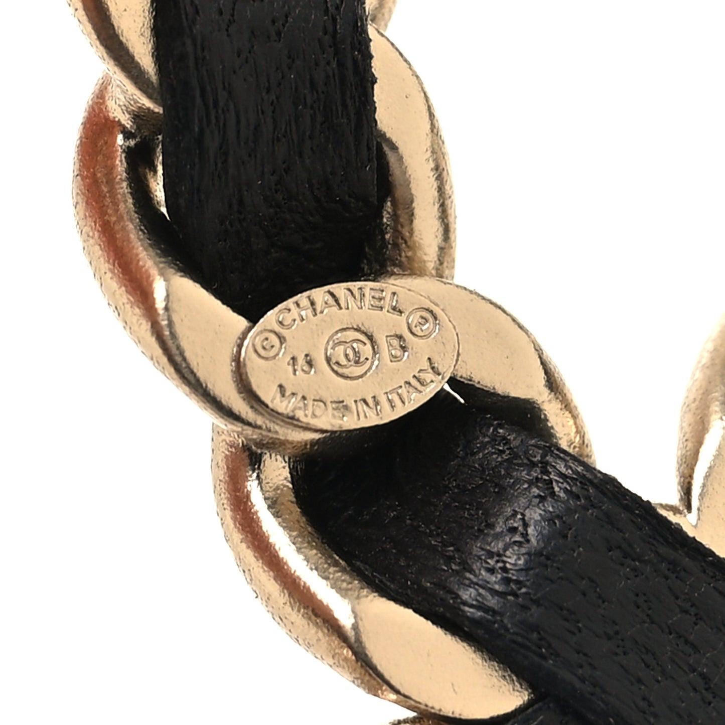 Lambskin Chain CC Brooch Black