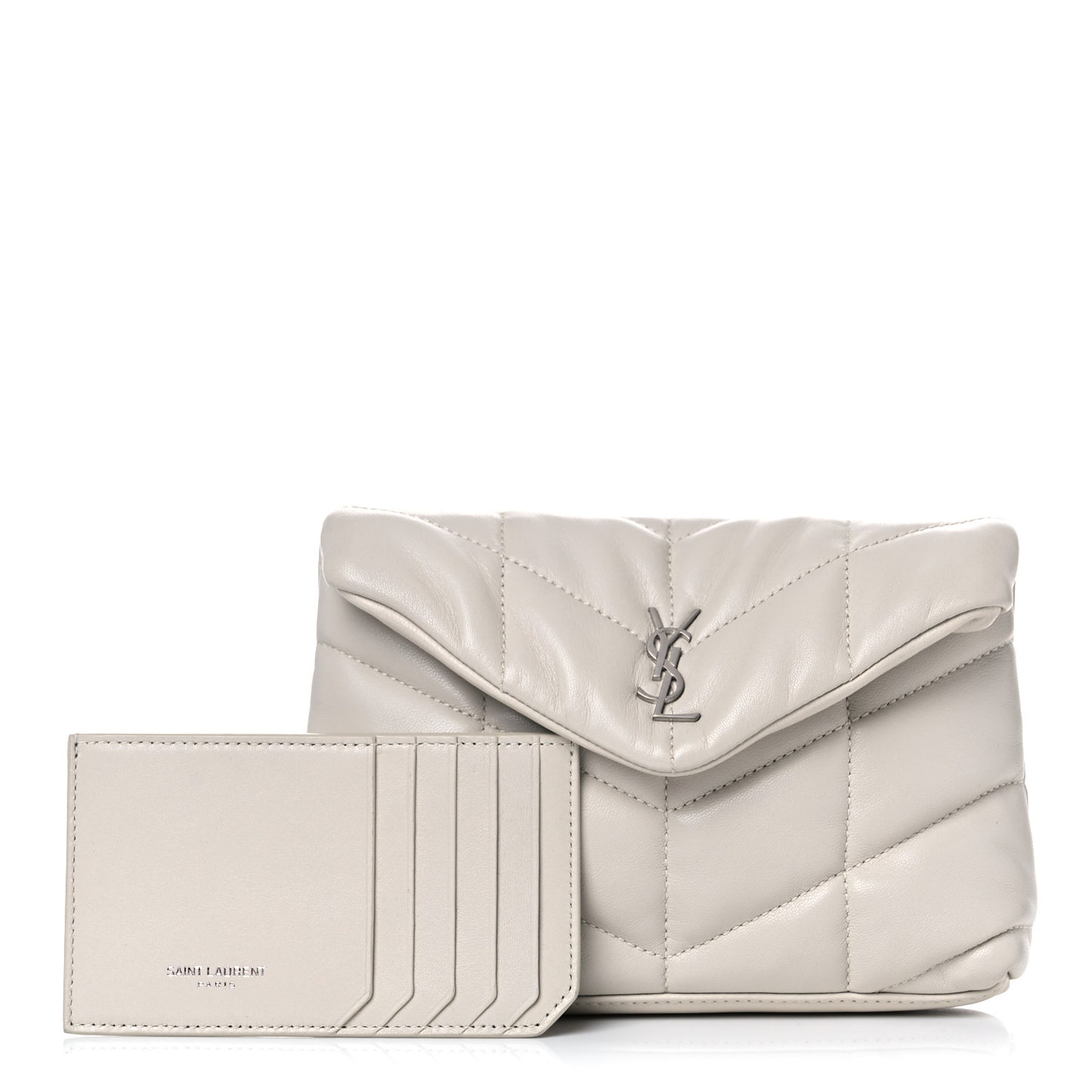 Lambskin Monogram Loulou Puffer Pouch Clutch Crema Soft