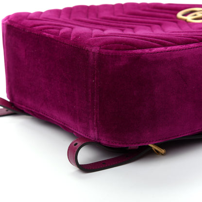 Gucci Velvet Matelasse GG Marmont Dome Backpack Fuchsia Violet Cyclamen 6 of 8