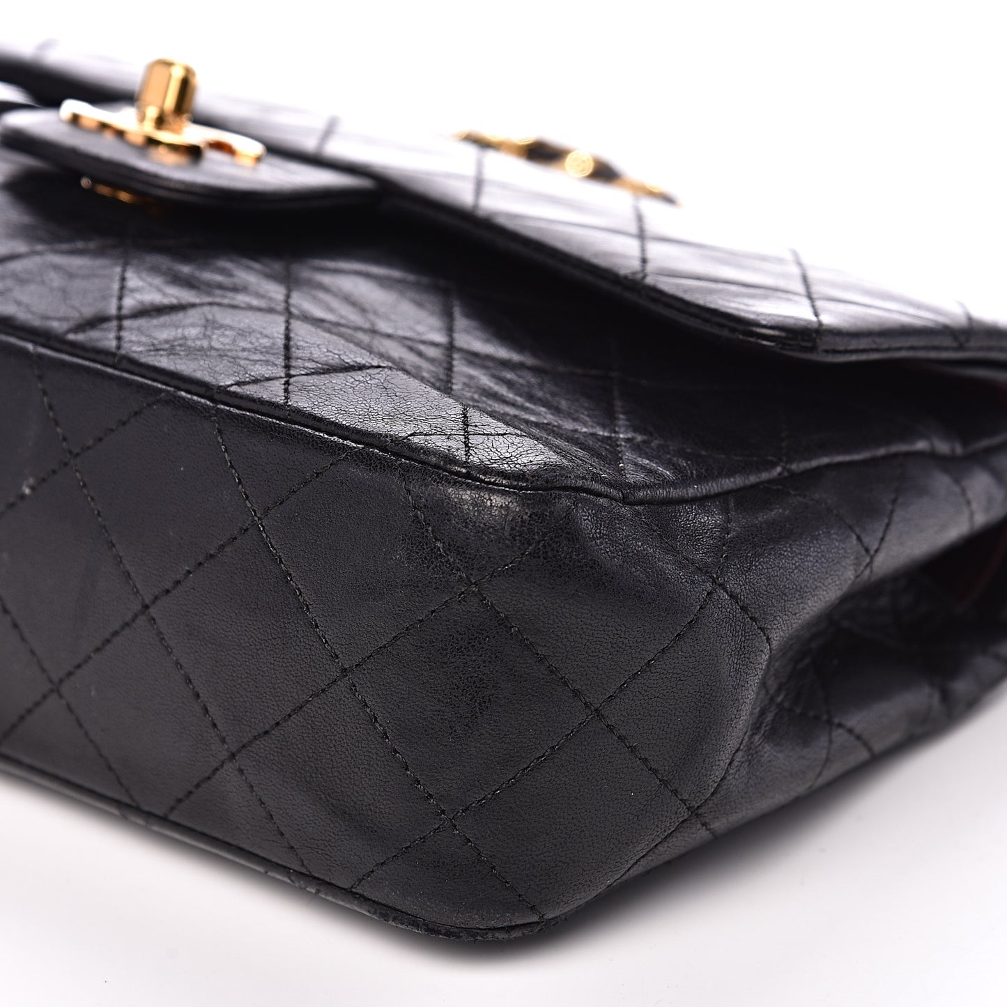 Lambskin Quilted Small Double Flap Black