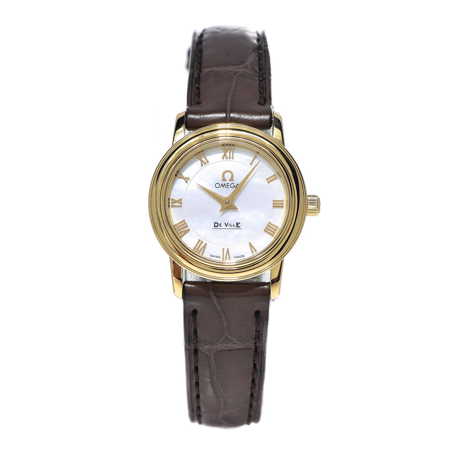 18K Yellow Gold Crocodile Mother of Pearl 22mm De Ville Prestige Quartz Watch 4670.71.02