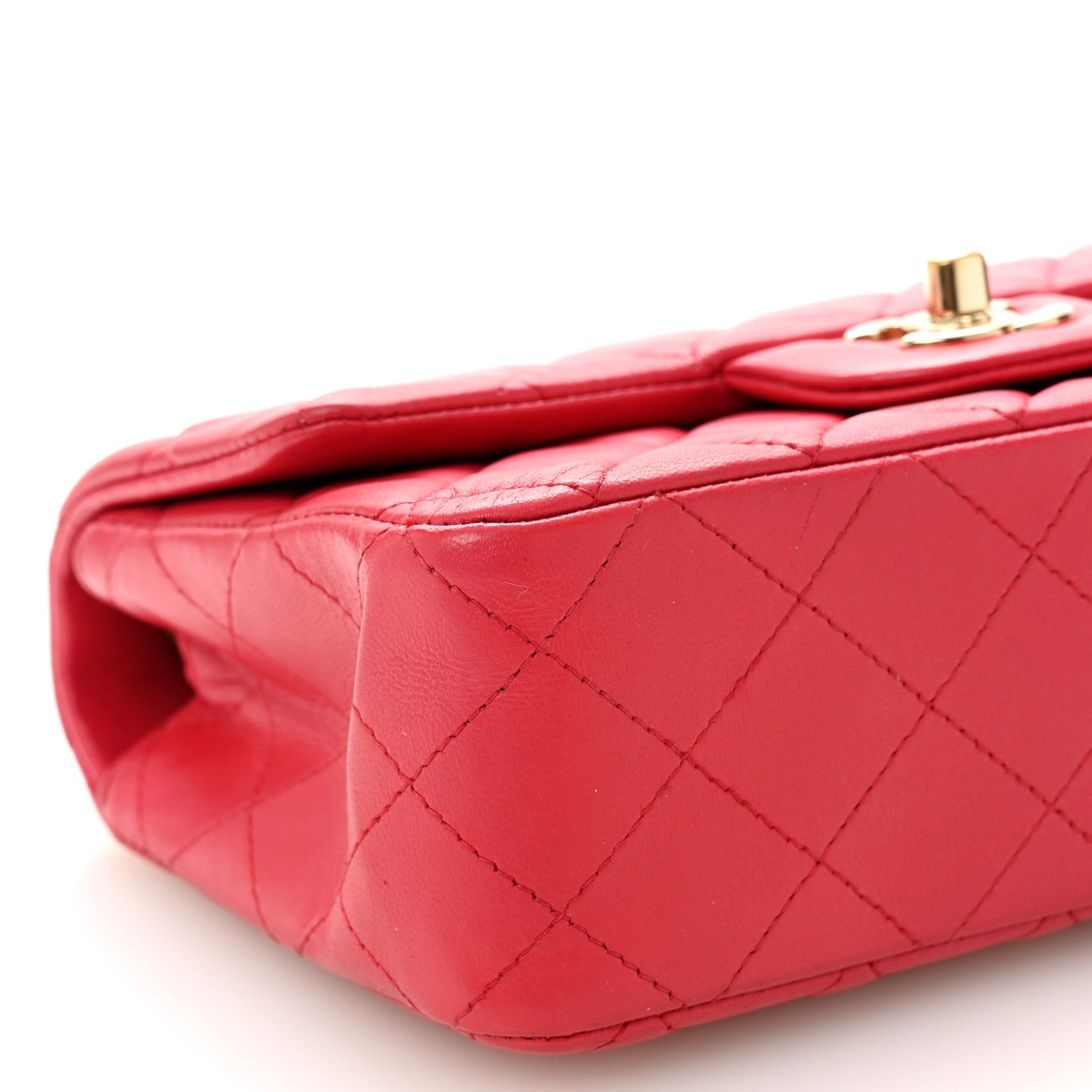 Chanel Lambskin Quilted Mini Rectangular Flap Dark Pink 9 of 10
