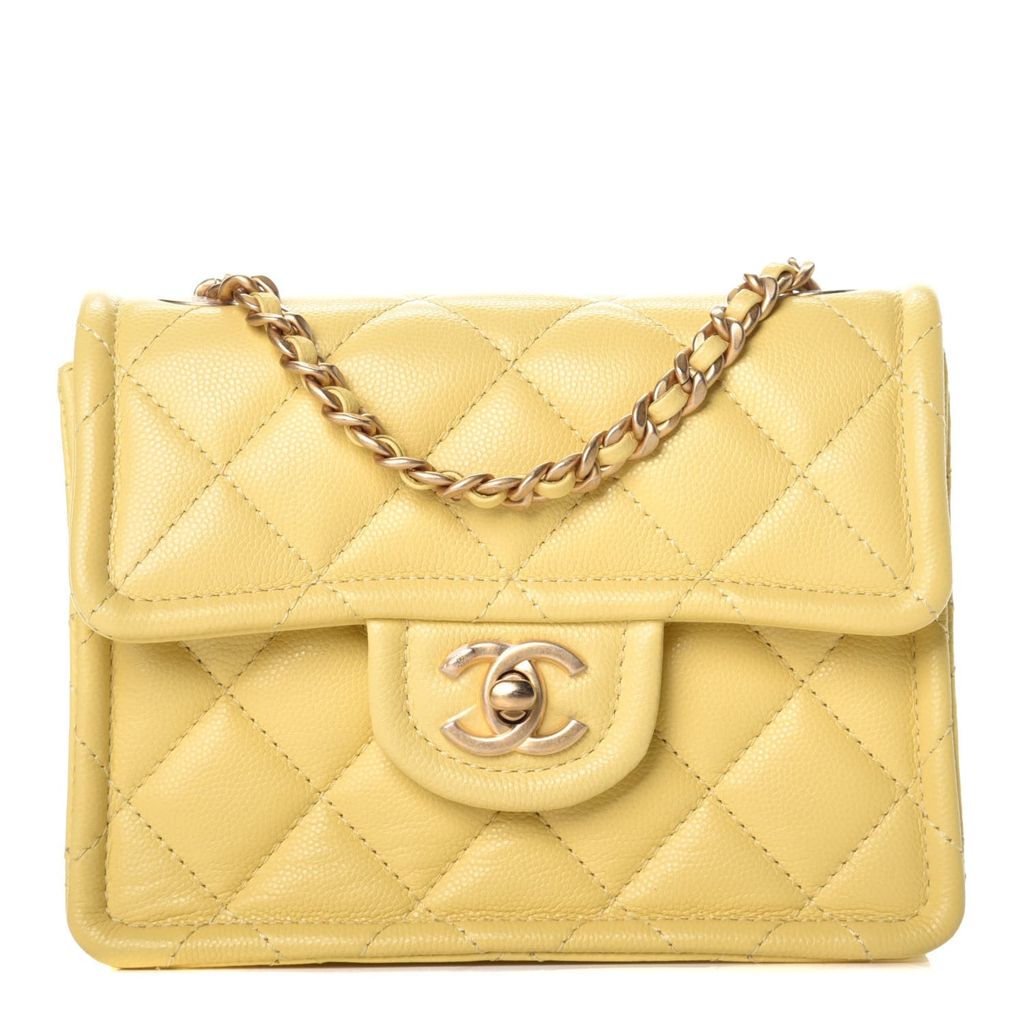 Caviar Quilted Mini Sweet Classic Flap Yellow