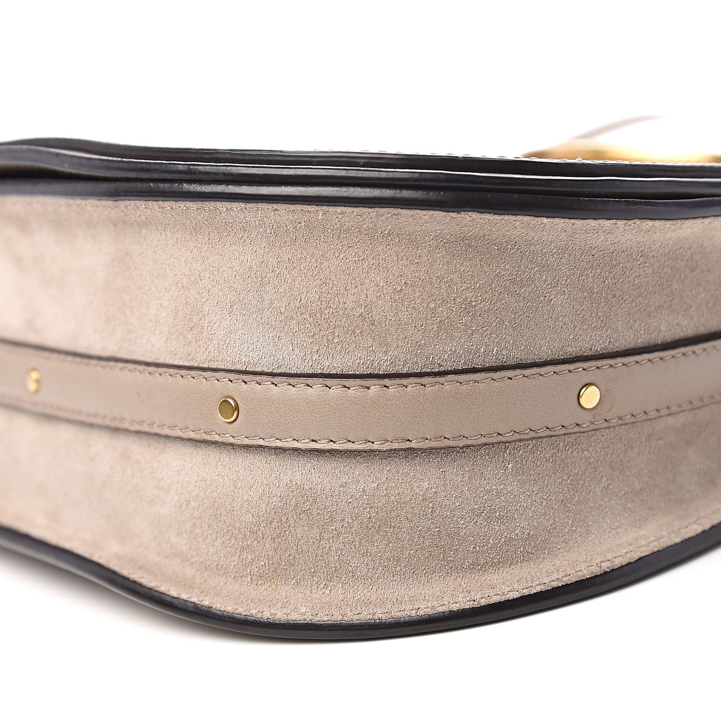 Calfskin Suede Medium Nile Bracelet Bag Motty Grey