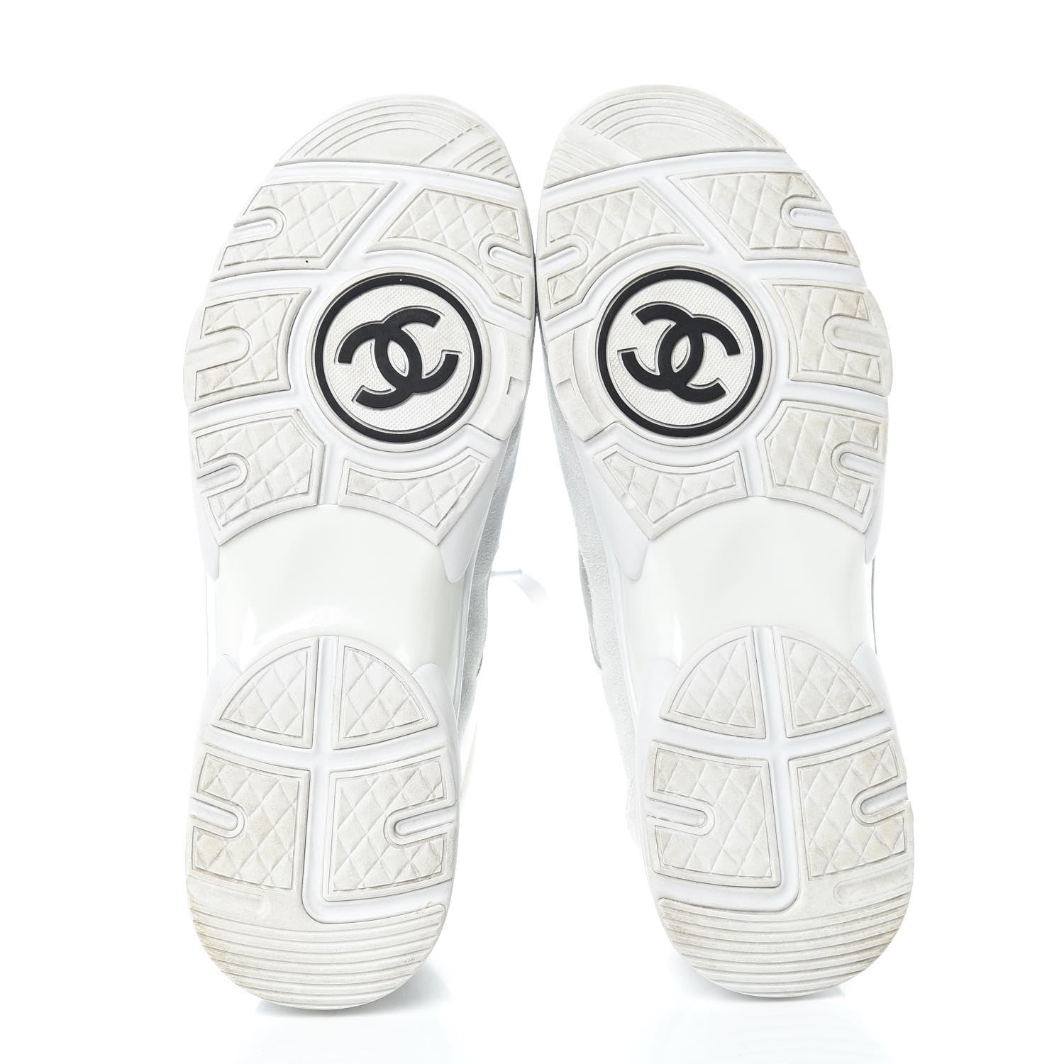 Chanel Suede Calfskin Mens CC Sneakers 43 White Grey Blue 7 of 12