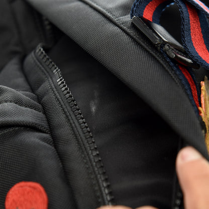 Gucci Techno Canvas Web L'Aveugle Par Amour Embroidered Double Buckle Backpack Black 10 of 14