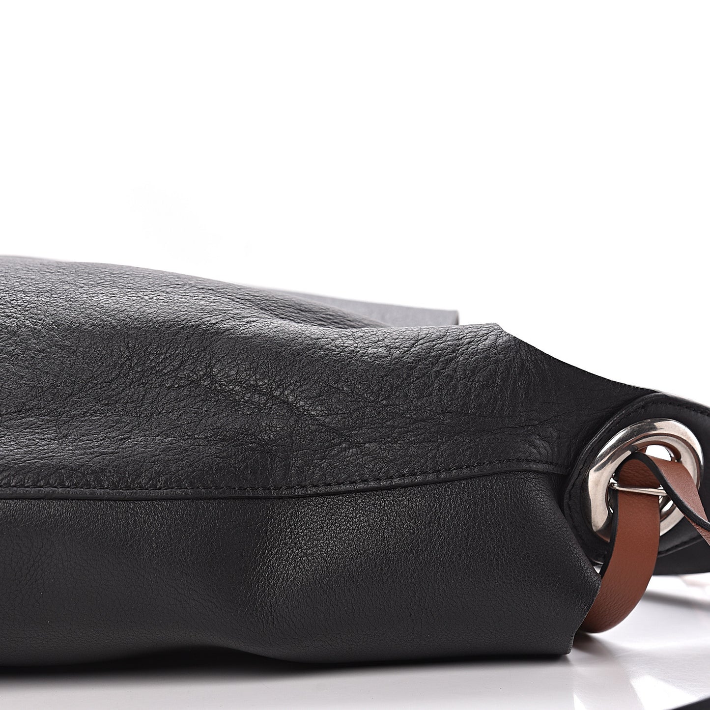 Calfskin Grommet Hobo Black