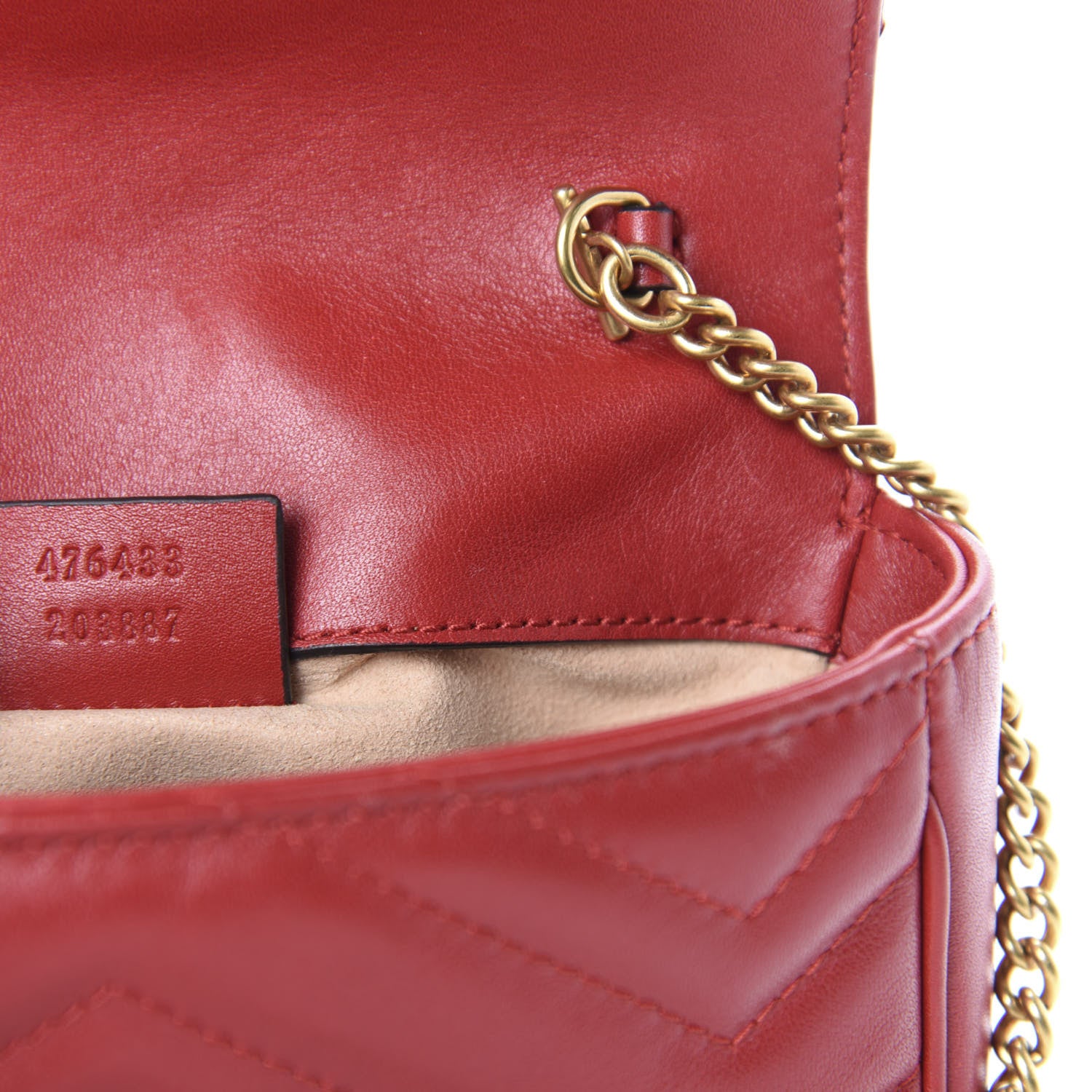 Gucci Calfskin Matelasse Super Mini GG Marmont Shoulder Bag Hibiscus Red 9 of 10