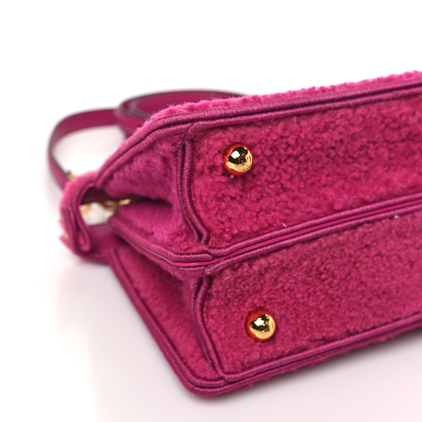 Curly Shearling Shiny Nappa Petite Peekaboo I SEE U Satchel Ciclamino Pilar