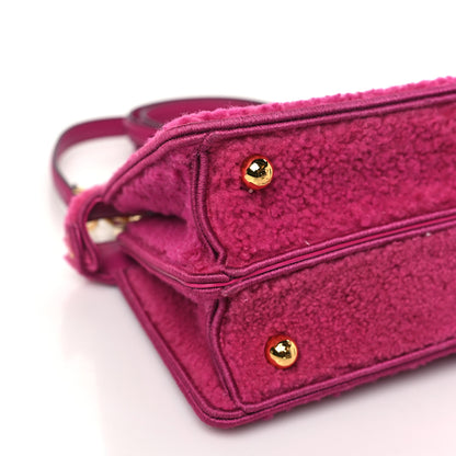Fendi Curly Shearling Shiny Nappa Petite Peekaboo I SEE U Satchel Ciclamino Pilar 10 of 11