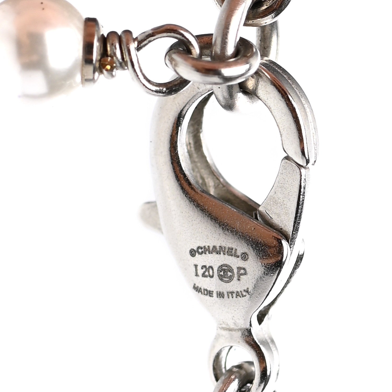 Chanel Crystal Pearl CC Star Necklace Silver 6 of 6