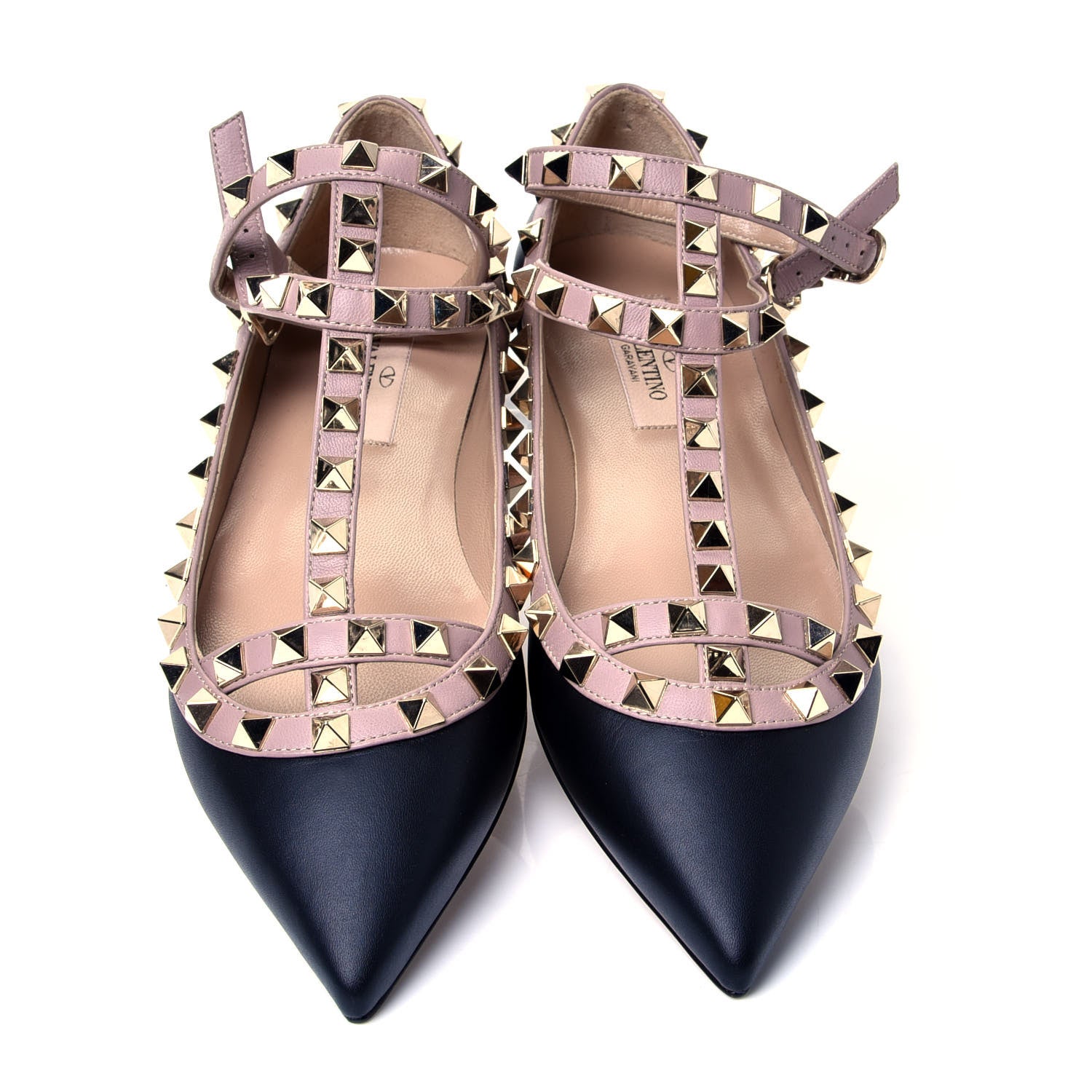 Valentino Garavani Nappa Rockstud Cage Ballerina Flats 35 Black Poudre 5 of 9