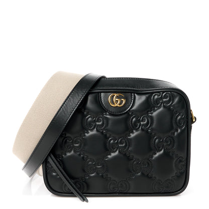 Gucci Calfskin GG Matelasse Shoulder Bag Black Natural 1 of 11