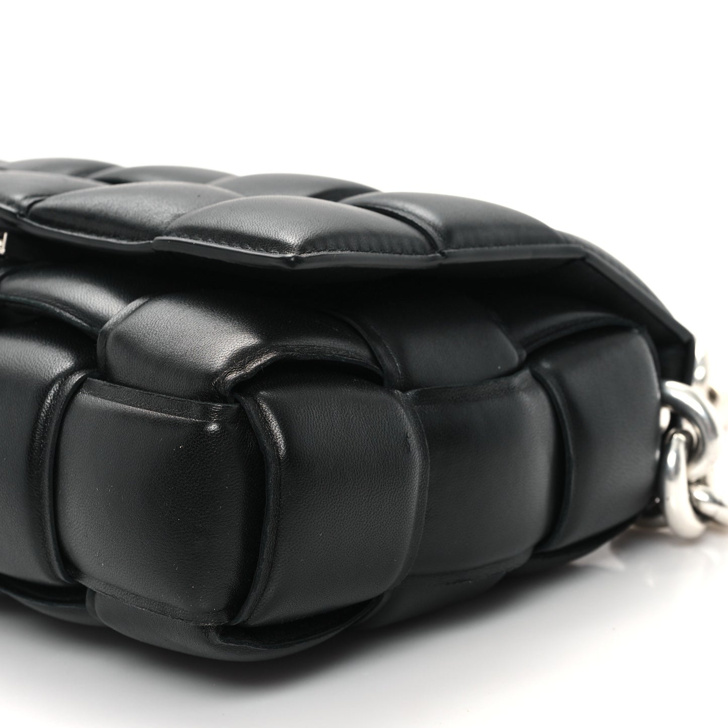 Lambskin Maxi Intreccio Padded Chain Cassette Crossbody Bag Black