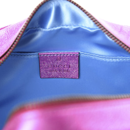 Gucci Laminated Nappa Matelasse Small GG Marmont Chain Shoulder Bag Fuxia Rosso Rosa 6 of 9