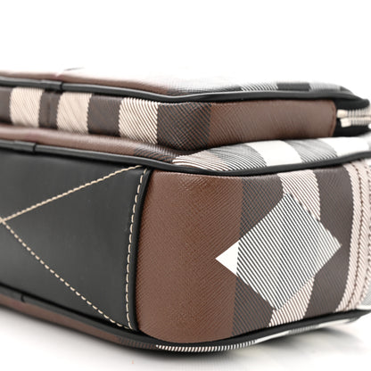 Burberry E-Canvas Calfskin Geometric Check Paddy Messenger Dark Birch Brown White 9 of 9