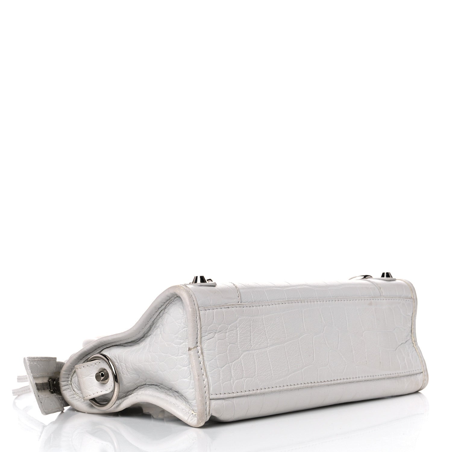 Balenciaga Matte Supple Lambskin Crocodile Embossed Classic Silver Hardware Mini City White 4 of 18