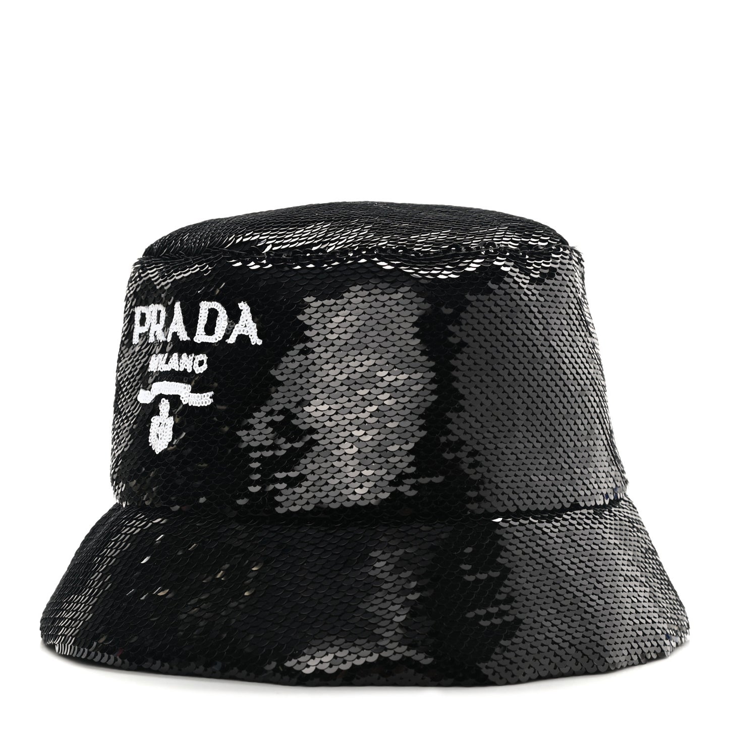 Paillettes Logo Bucket Hat M Black
