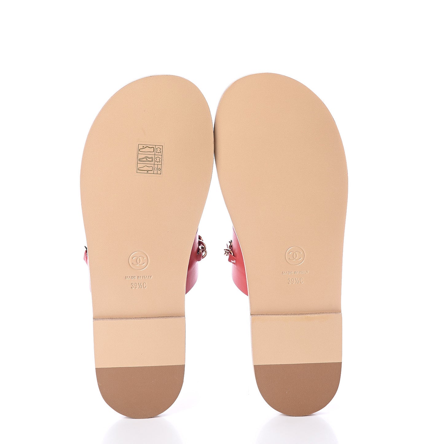 Calfskin Chain CC Sandals 39.5 Red