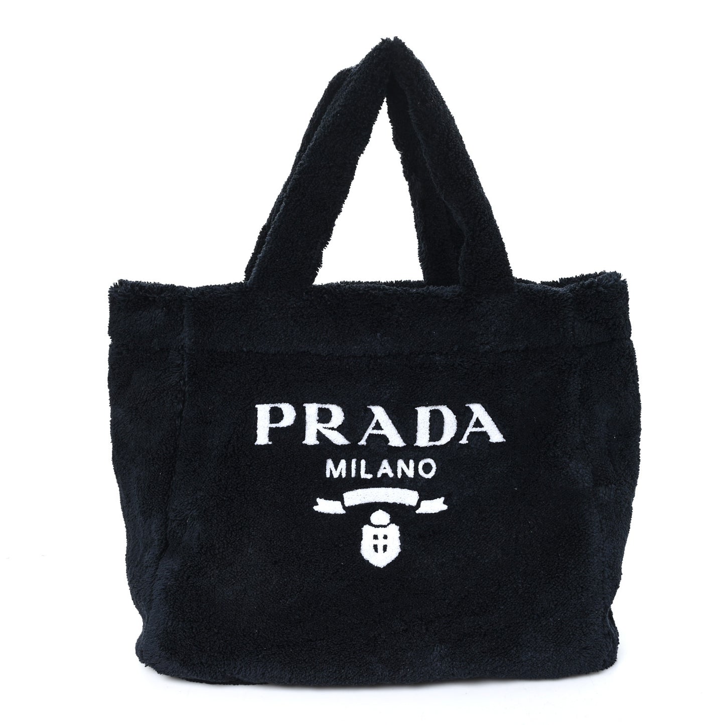 Terry Cloth Tote Bag Black White