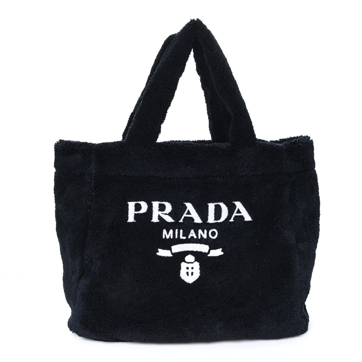 Prada Terry Cloth Tote Bag Black White 1 of 9