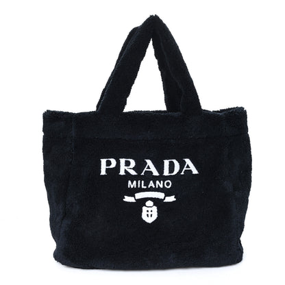 Prada Terry Cloth Tote Bag Black White 1 of 9