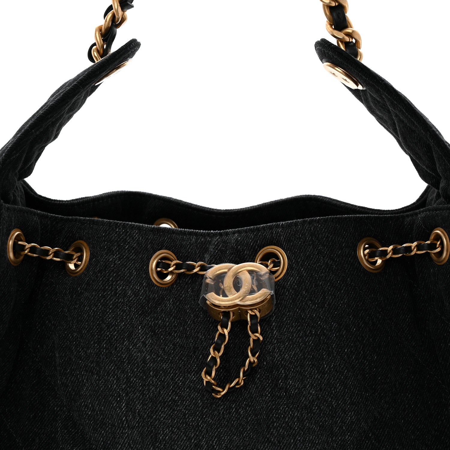 Chanel Washed Denim Quilted Small Chanel 25 Handbag Black 8 of 10
