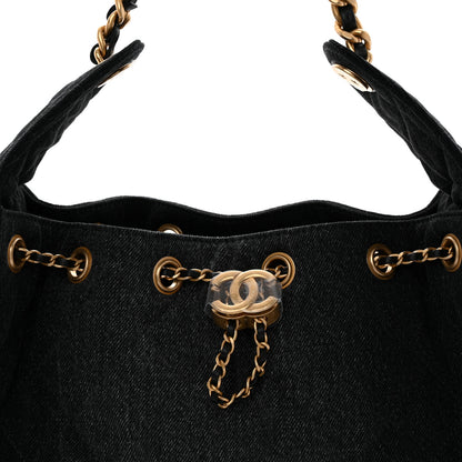 Chanel Washed Denim Quilted Small Chanel 25 Handbag Black 8 of 10