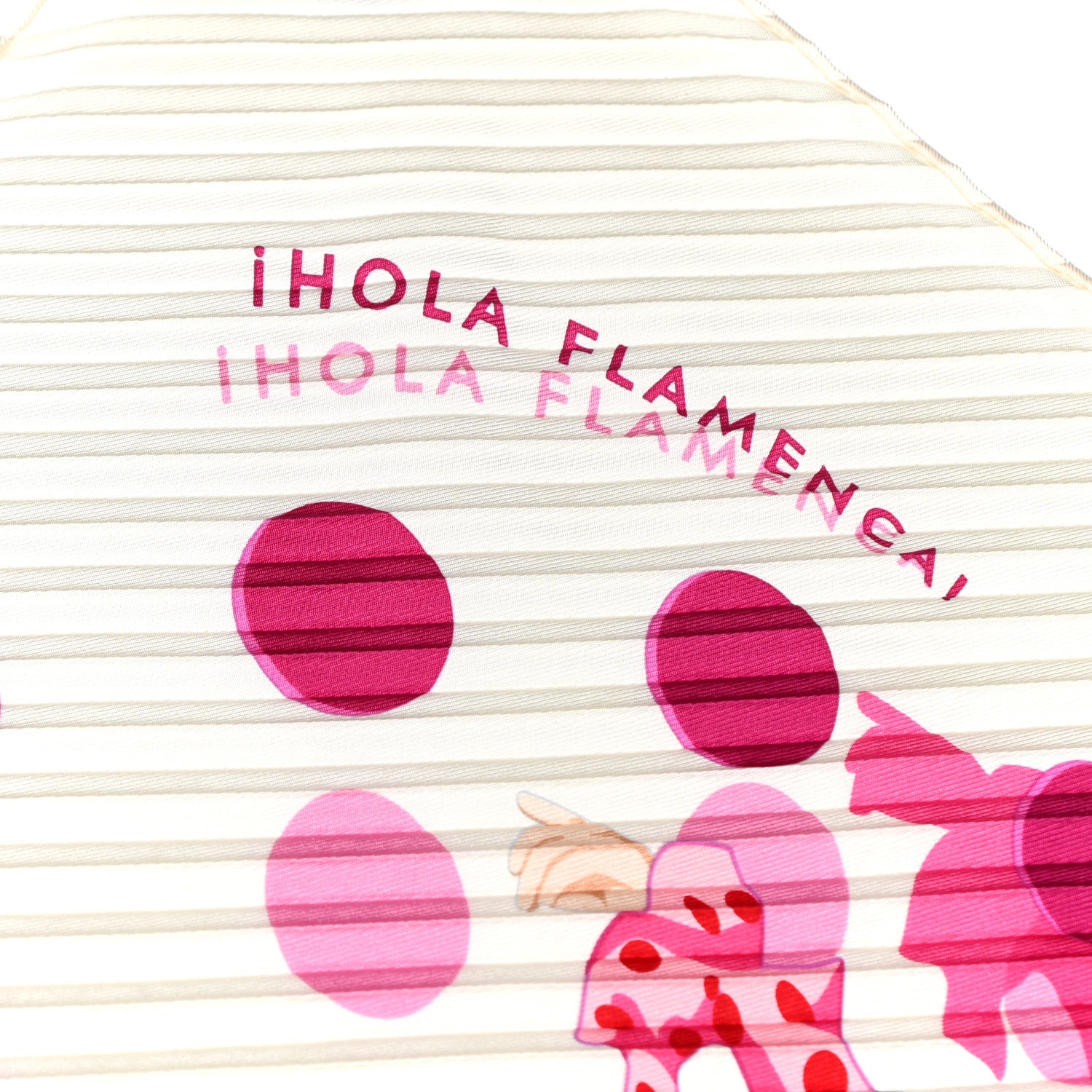 Hermes Silk Plisse Hola Flamenca Scarf White Rose Fuchsia 4 of 7