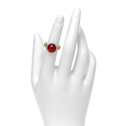 Van Cleef & Arpels 18K Rose Gold Carnelian Perlee Couleurs Ring 50 5.25 2 of 5