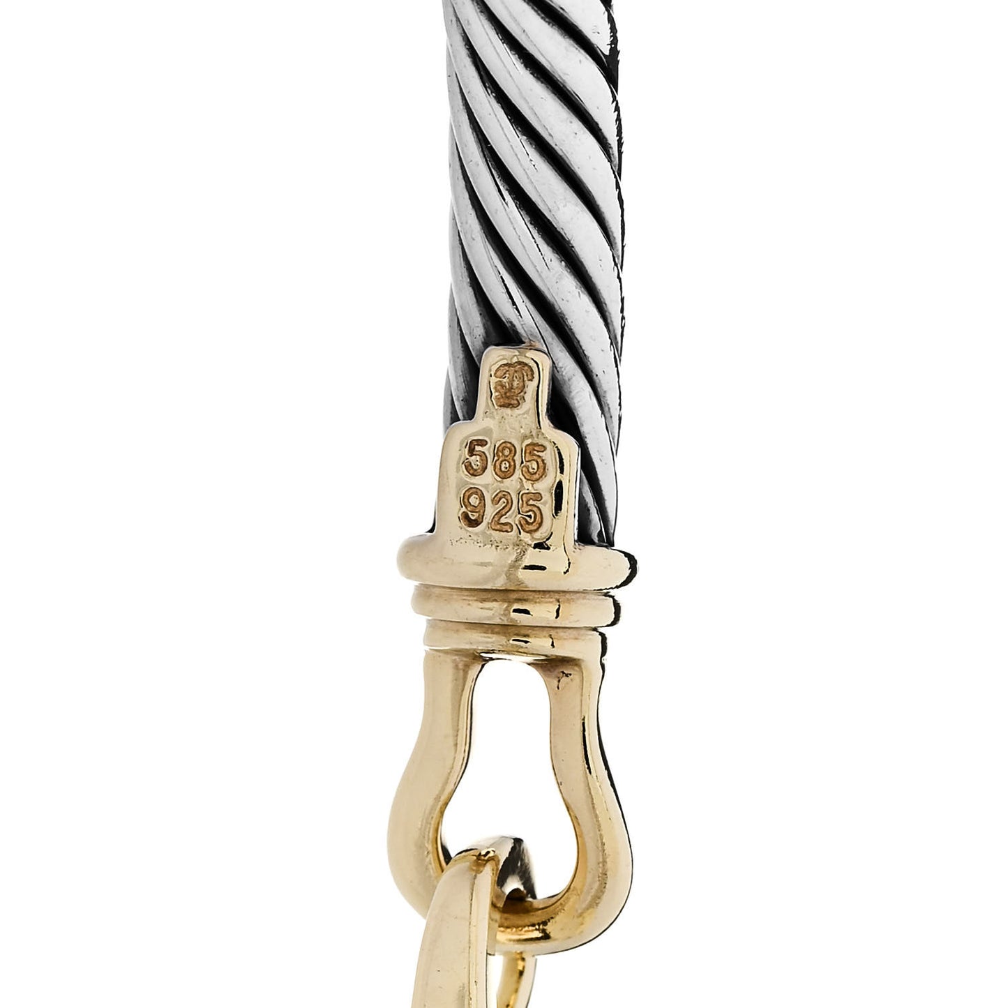 Sterling Silver 14K Yellow Gold 5mm Cable Classic Buckle Bracelet