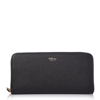 Mulberry Small Classic Grain Calfskin 12 Card Zip Around Wallet Black 1 of 7