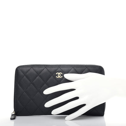 Chanel Caviar Quilted Large Zip Around Organizer Wallet Black 2 of 8
