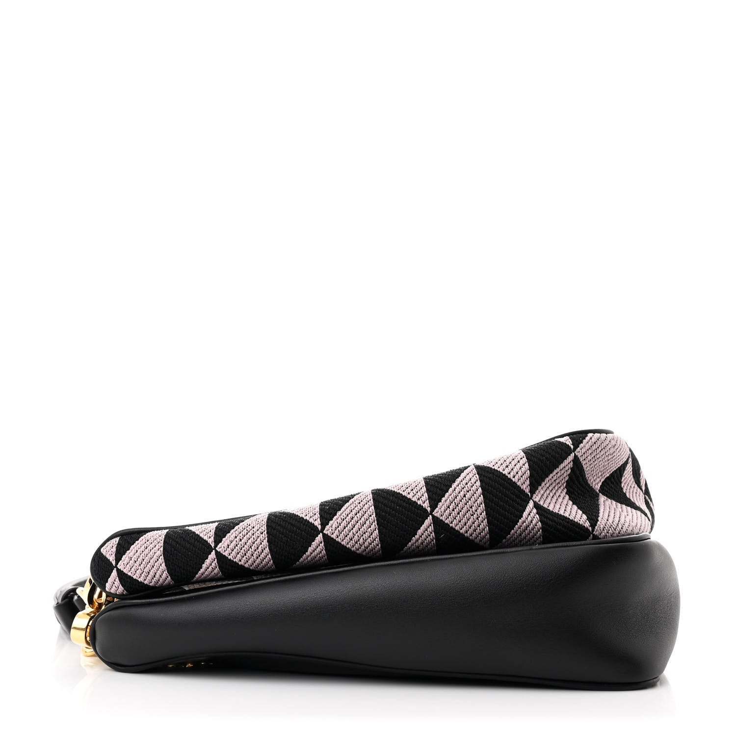 Prada Jacquard Calfskin Triangolo Symbole Embroidered Mini Triangle Double Bag Black Alabastro 4 of 11