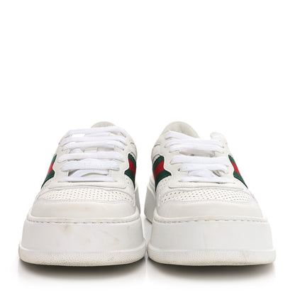 Gucci Calfskin Web Perforated Womens Platform 55mm Sneakers 38.5 White Bright Splash 3 of 10