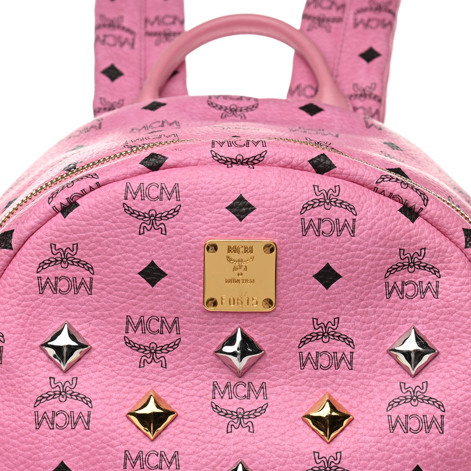 MCM Visetos Medium Sprinkle Stud Stark Backpack Pink 8 of 10