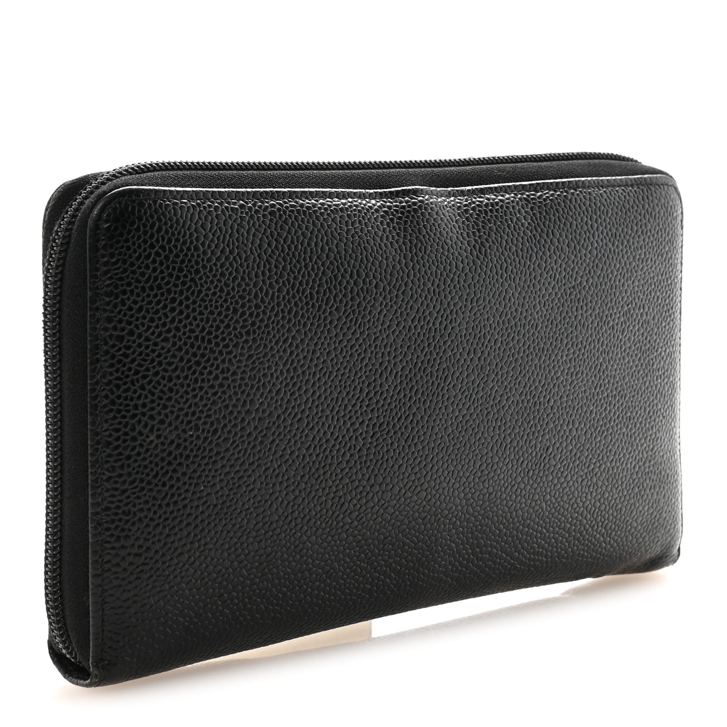Caviar Large CC Timeless Zip Around Organizer Wallet Black