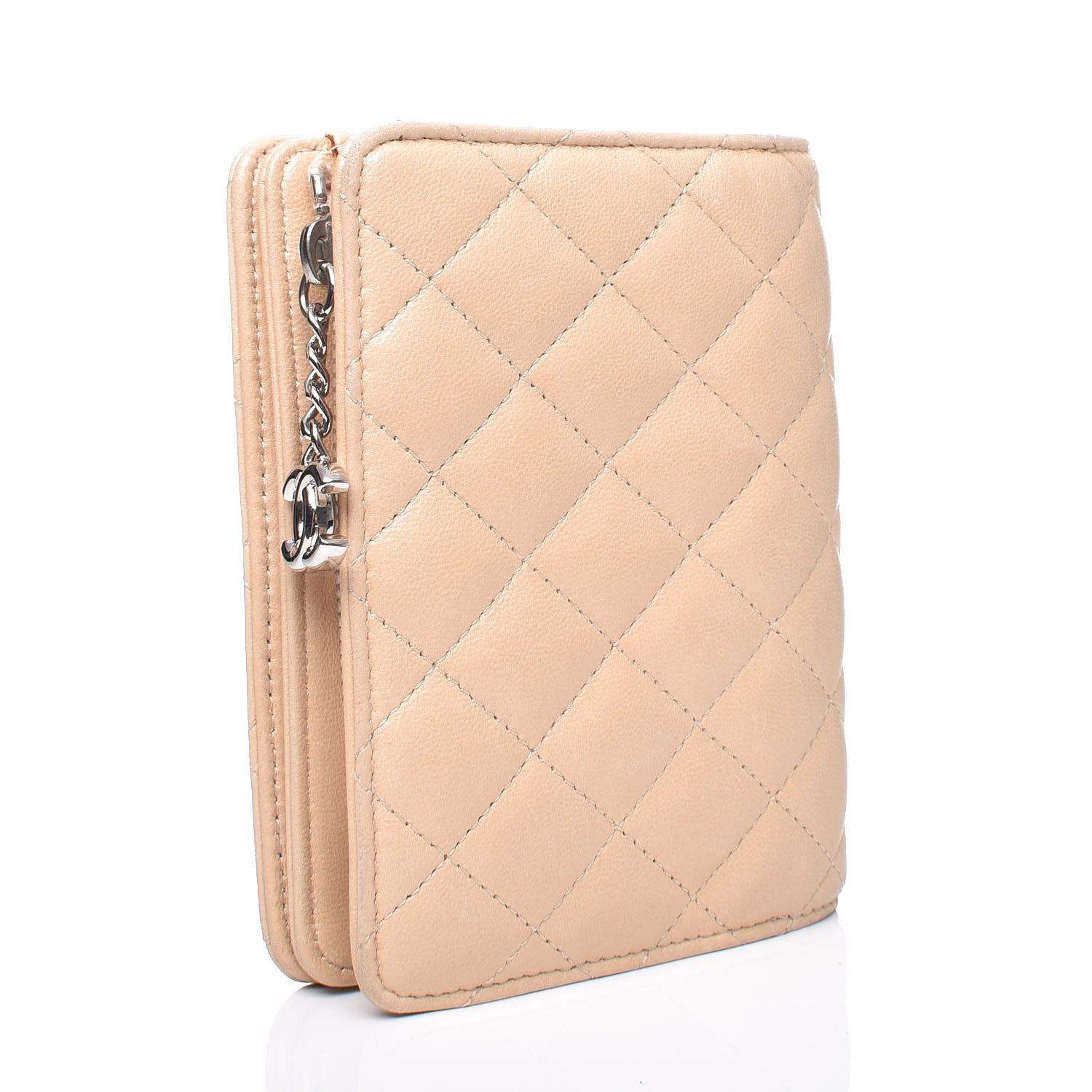 Chanel Lambskin Quilted Compact Wallet Beige 3 of 16