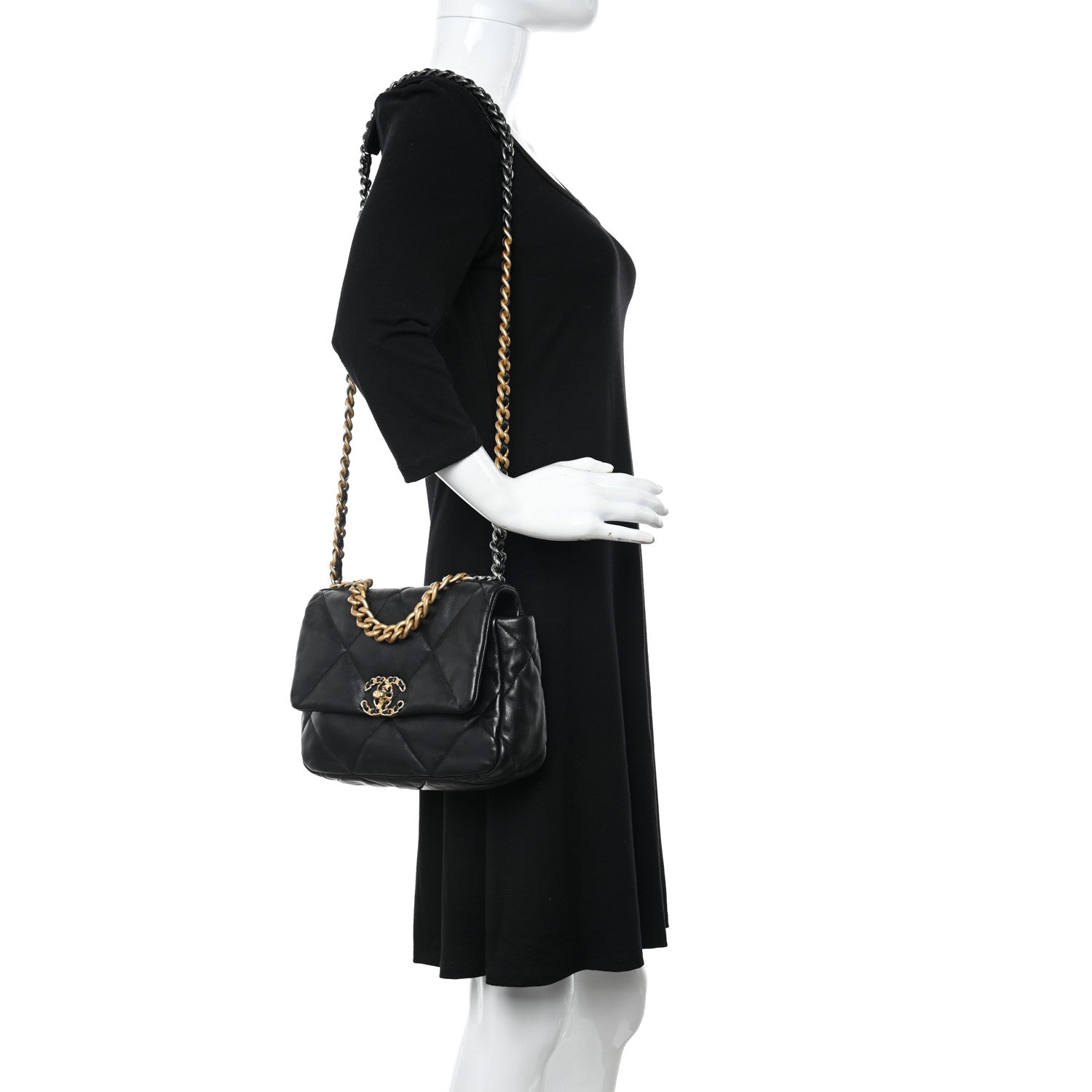 Chanel Lambskin Quilted Medium Chanel 19 Flap Black 2 of 14