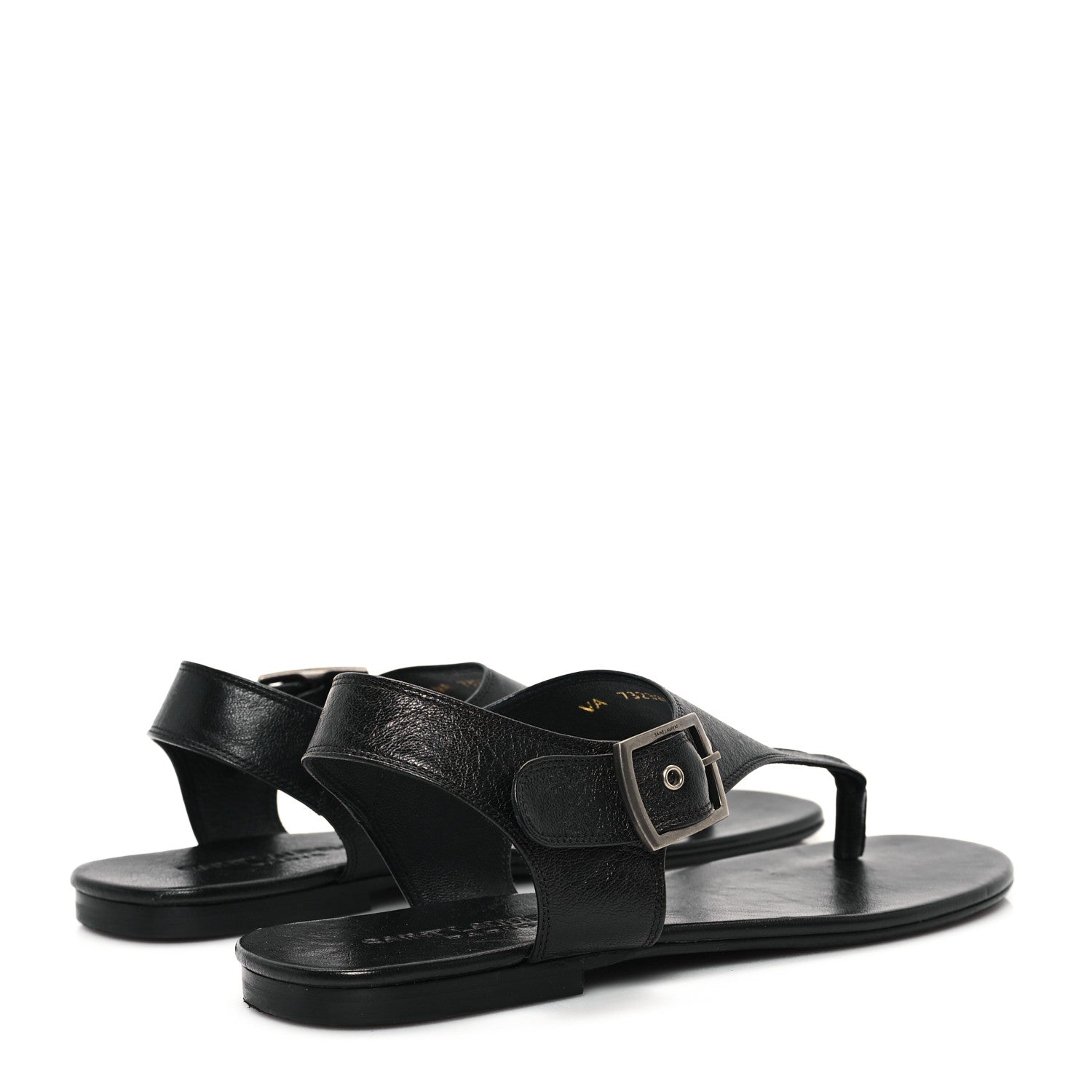 Saint Laurent Calfskin Incrociato Denver Monogram Sandals 36 Black 5 of 9
