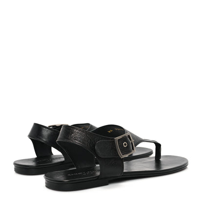 Saint Laurent Calfskin Incrociato Denver Monogram Sandals 36 Black 5 of 9