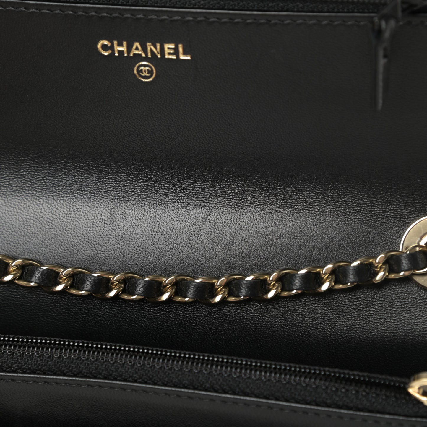Lambskin Quilted Trendy CC Wallet On Chain WOC Black